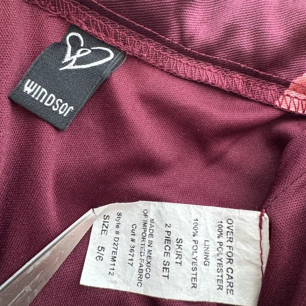 Windsor Floral Satin Cottagecore Maxi Skirt Burgundy Pink A-Line Balletcore Fall - Picture 5 of 7
